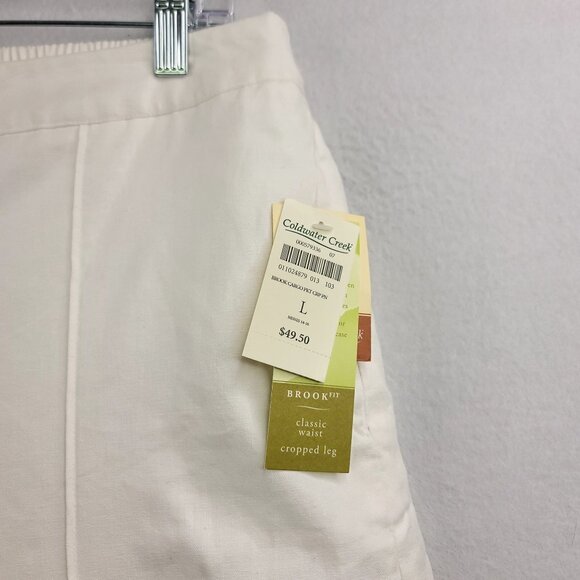Coldwater Creek Brook Fit Classic Waist Crop L Linen Blend Elastic Back Pocket - Picture 4 of 10